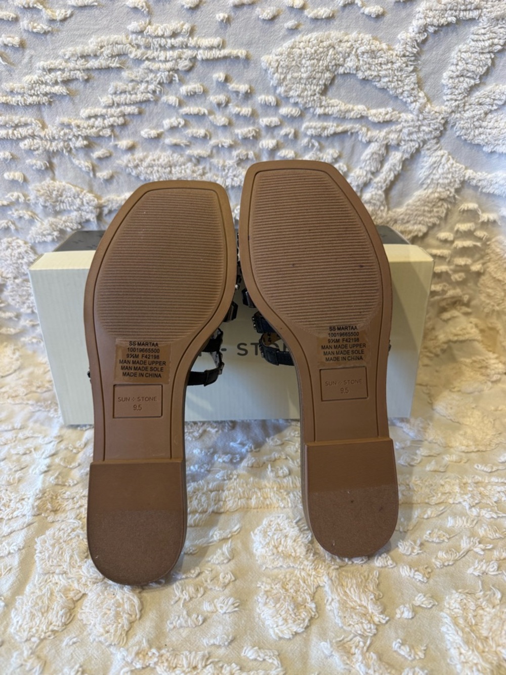 Sun + Stone Black Studded Multi-Strap Slide Sandal#648 - Picture 4 of 4